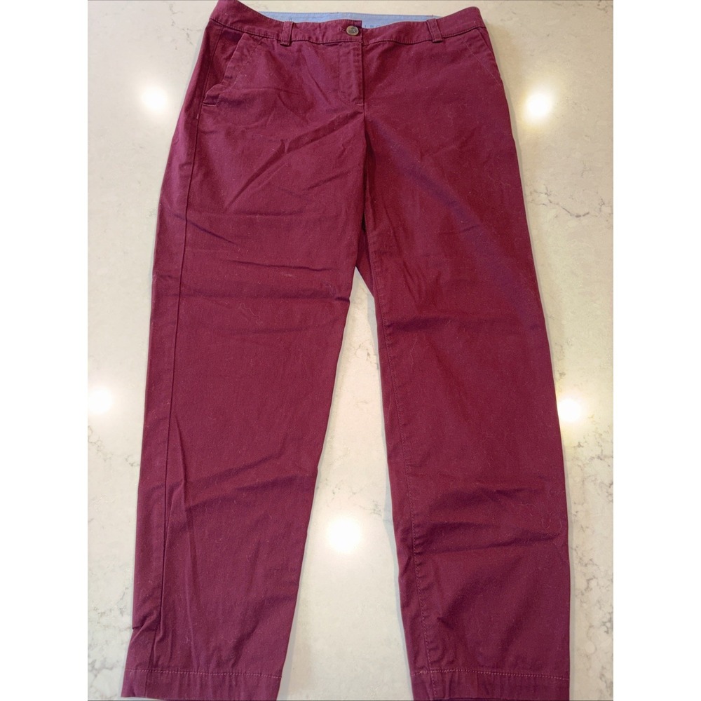 Talbots Weekend Fit Chino Pants Womens 6P Burgundy Maroon Cotton Preppy 6 Petite